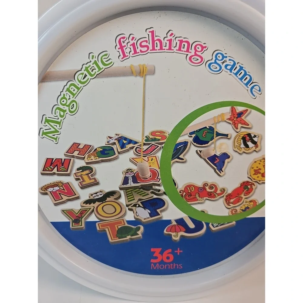 Magnetic Wooden Fishing Game Alphabet‎ & Numbers Fish Catching Montessori